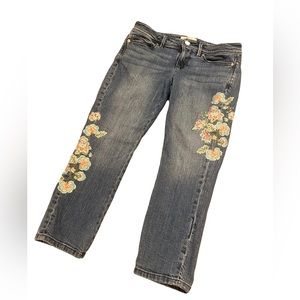 J Jill Cropped Denim Cape Cod Embroidered Jeans 4P